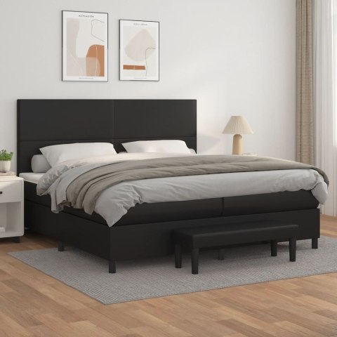 VidaXL Łóżko kontynentalne z materacem, czarne, ekoskóra 200x200 cm