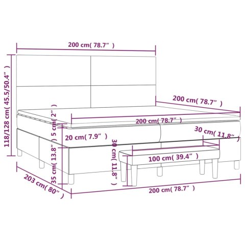 VidaXL Łóżko kontynentalne z materacem, czarne, ekoskóra 200x200 cm