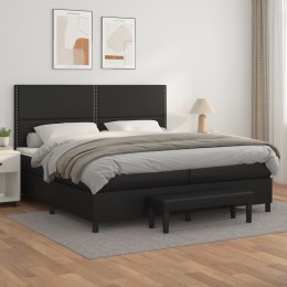 VidaXL Łóżko kontynentalne z materacem, czarne, ekoskóra 200x200 cm