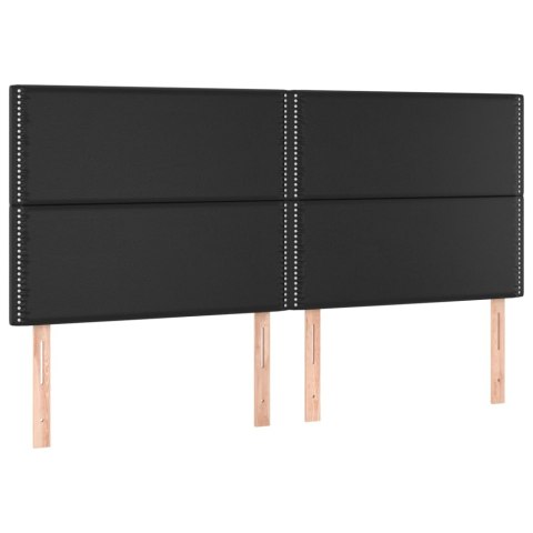 ŁÓŻKO KONTYNENTALNE Z MATERACEM, CZARNE, EKOSKÓRA 200X200 CM