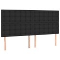 VidaXL Łóżko kontynentalne z materacem, czarne, ekoskóra 200x200 cm