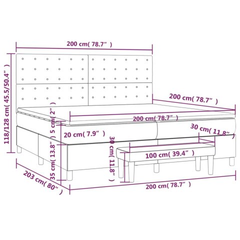 VidaXL Łóżko kontynentalne z materacem, czarne, ekoskóra 200x200 cm