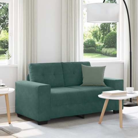 VidaXL Sofa dwuosobowa, ciemnozielona, 120 cm, aksamit