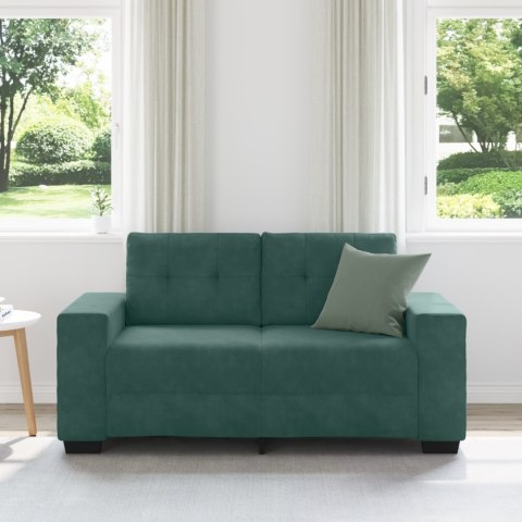 VidaXL Sofa dwuosobowa, ciemnozielona, 120 cm, aksamit