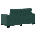 VidaXL Sofa dwuosobowa, ciemnozielona, 120 cm, aksamit