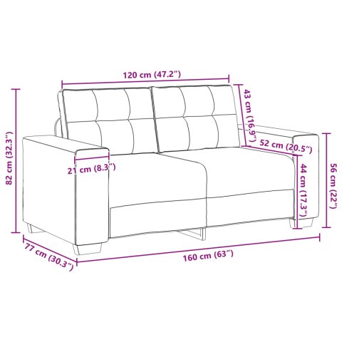 VidaXL Sofa dwuosobowa, ciemnozielona, 120 cm, aksamit