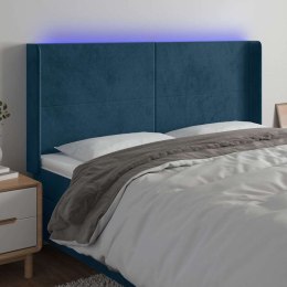 VidaXL Zagłówek do łóżka z LED ciemnoniebieski, 183x16x118/128 cm