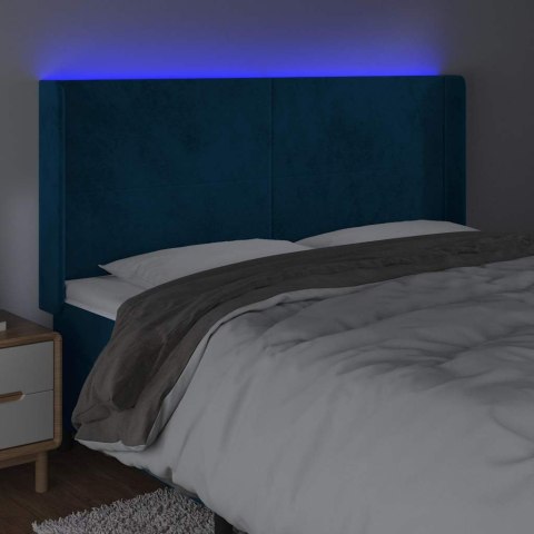 VidaXL Zagłówek do łóżka z LED ciemnoniebieski, 183x16x118/128 cm