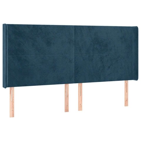 VidaXL Zagłówek do łóżka z LED ciemnoniebieski, 183x16x118/128 cm
