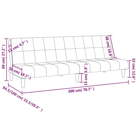 VidaXL 2-osobowa kanapa, czarna, tapicerowana aksamitem