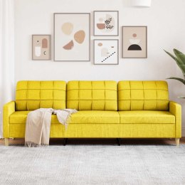 VidaXL Sofa 3-osobowa, jasnożółta, 210 cm, tapicerowana tkaniną