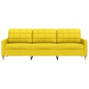 SOFA 3-OSOBOWA, JASNOŻÓŁTA, 210 CM, TAPICEROWANA TKANINĄ