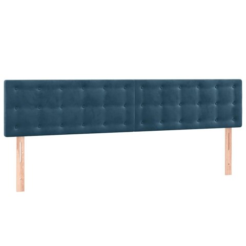 ŁÓŻKO KONTYNENTALNE, MATERAC I LED, NIEBIESKI AKSAMIT 180X200CM