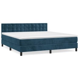 VidaXL Łóżko kontynentalne z materacem, ciemnoniebieskie, 180x200 cm