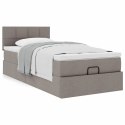 VidaXL Łóżko otomana z materacem, taupe, 100x200 cm, tkanina
