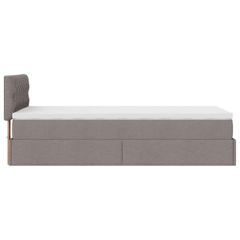 VidaXL Łóżko otomana z materacem, taupe, 100x200 cm, tkanina