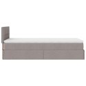 VidaXL Łóżko otomana z materacem, taupe, 100x200 cm, tkanina