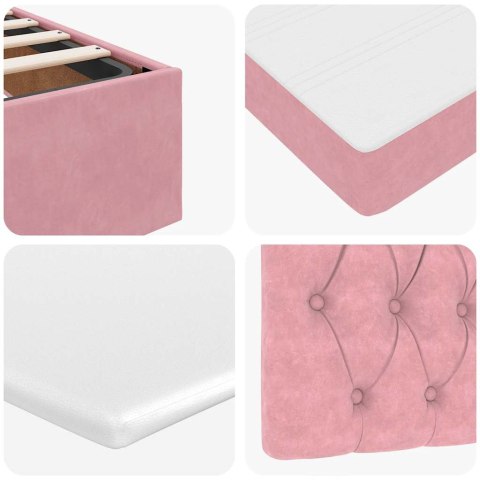 VidaXL Rama łóżka otomana z materacami, różowa, 200x200 cm, aksamit