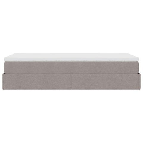 VidaXL Rama łóżka otomana z materacem, taupe, 100x200 cm, tkanina