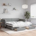 VidaXL Sofa rozsuwana z szufladami, jasnoszara, 100x190 cm, tkanina