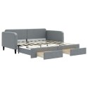 VidaXL Sofa rozsuwana z szufladami, jasnoszara, 100x190 cm, tkanina