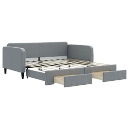 VidaXL Sofa rozsuwana z szufladami, jasnoszara, 100x190 cm, tkanina