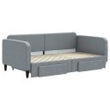VidaXL Sofa rozsuwana z szufladami, jasnoszara, 100x190 cm, tkanina