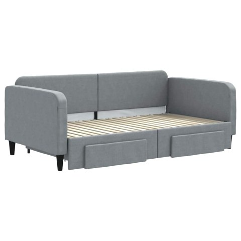 VidaXL Sofa rozsuwana z szufladami, jasnoszara, 100x190 cm, tkanina