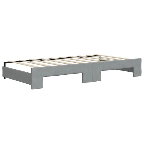 VidaXL Sofa rozsuwana z szufladami, jasnoszara, 100x190 cm, tkanina