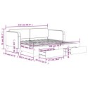 VidaXL Sofa rozsuwana z szufladami, jasnoszara, 100x190 cm, tkanina