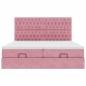 VidaXL Rama łóżka otomana z materacami, różowa, 200x200 cm, aksamit