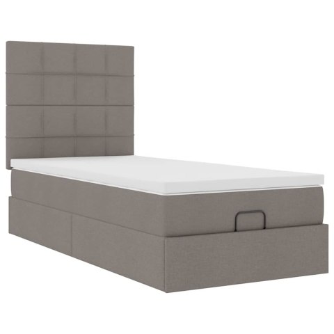 VidaXL Rama łóżka otomana z materacem, taupe, 100x200 cm, tkanina