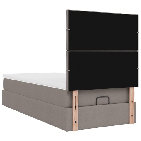VidaXL Rama łóżka otomana z materacem, taupe, 100x200 cm, tkanina