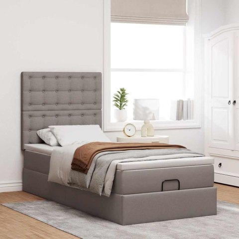 VidaXL Rama łóżka otomana z materacem, taupe, 100x200 cm, tkanina