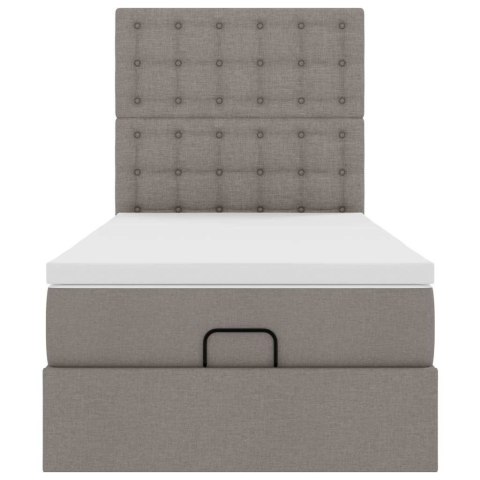 VidaXL Rama łóżka otomana z materacem, taupe, 100x200 cm, tkanina