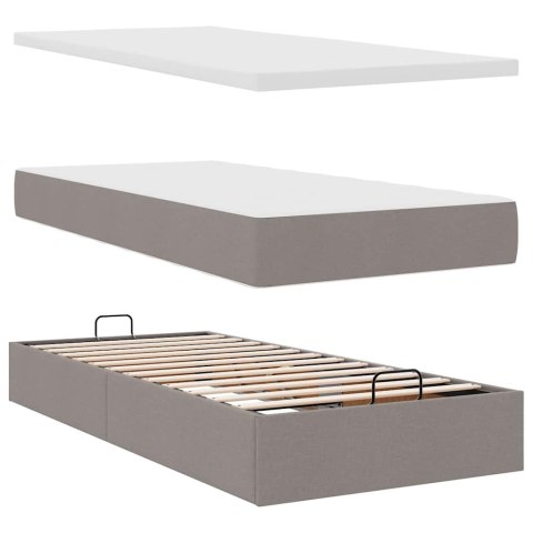 VidaXL Rama łóżka otomana z materacem, taupe, 100x200 cm, tkanina