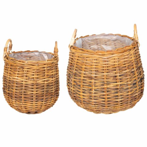 KOSZ NA ROŚLINY GENDT 2 SZT. NATURALNY BRĄZ RATTAN KUBU