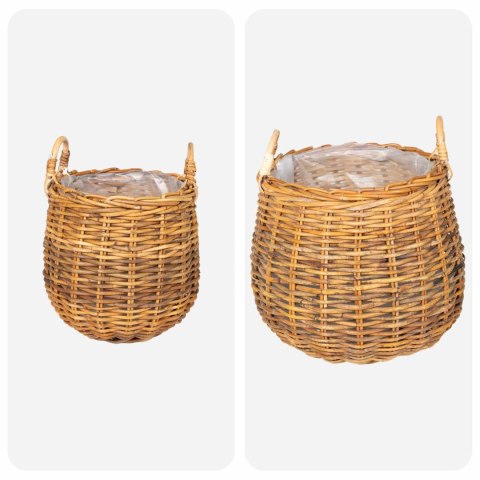 KOSZ NA ROŚLINY GENDT 2 SZT. NATURALNY BRĄZ RATTAN KUBU
