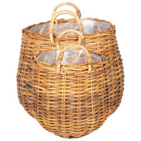 KOSZ NA ROŚLINY GENDT 2 SZT. NATURALNY BRĄZ RATTAN KUBU