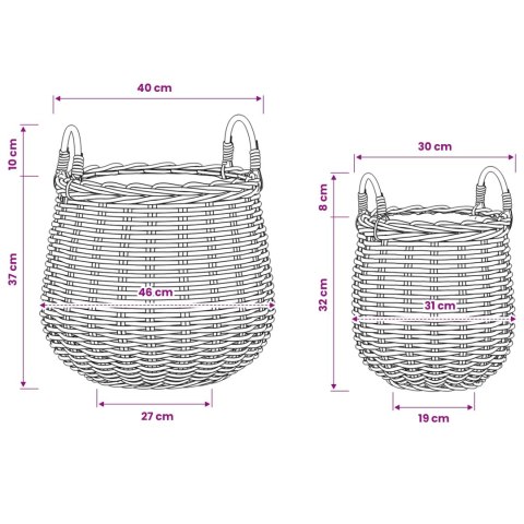KOSZ NA ROŚLINY GENDT 2 SZT. NATURALNY BRĄZ RATTAN KUBU