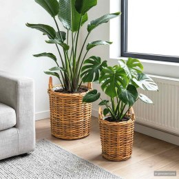 KOSZ NA ROŚLINY GENDT 2 SZT. NATURALNY BRĄZ RATTAN KUBU