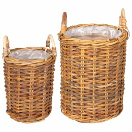 KOSZ NA ROŚLINY GENDT 2 SZT. NATURALNY BRĄZ RATTAN KUBU