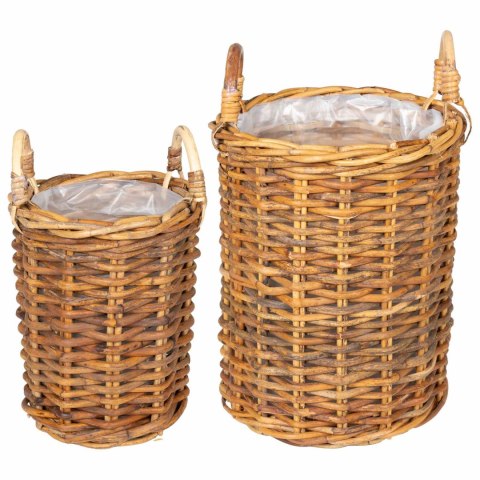 KOSZ NA ROŚLINY GENDT 2 SZT. NATURALNY BRĄZ RATTAN KUBU