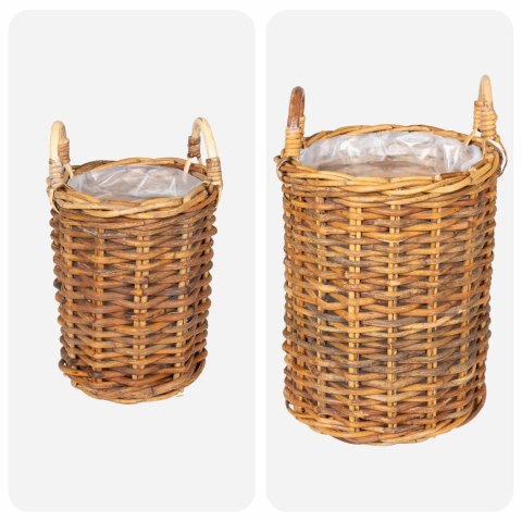 KOSZ NA ROŚLINY GENDT 2 SZT. NATURALNY BRĄZ RATTAN KUBU
