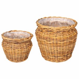 KOSZ NA ROŚLINY GENDT 2 SZT. NATURALNY BRĄZ RATTAN KUBU