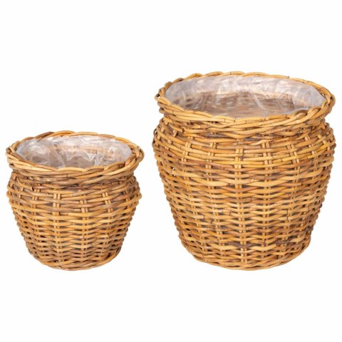 KOSZ NA ROŚLINY GENDT 2 SZT. NATURALNY BRĄZ RATTAN KUBU