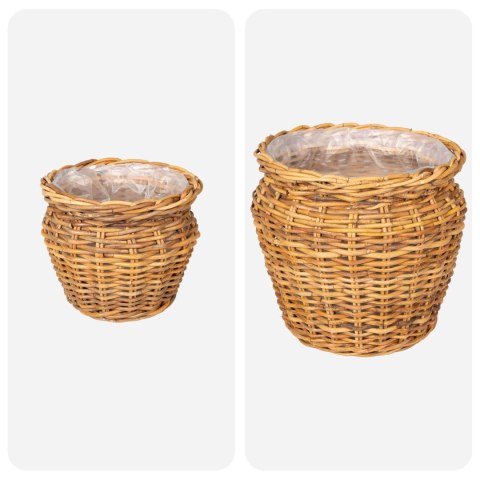 KOSZ NA ROŚLINY GENDT 2 SZT. NATURALNY BRĄZ RATTAN KUBU