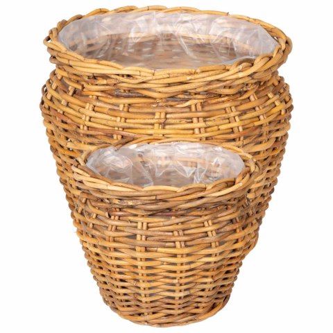 KOSZ NA ROŚLINY GENDT 2 SZT. NATURALNY BRĄZ RATTAN KUBU
