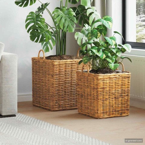 KOSZ NA ROŚLINY GENDT 2 SZT. NATURALNY BRĄZ RATTAN KUBU