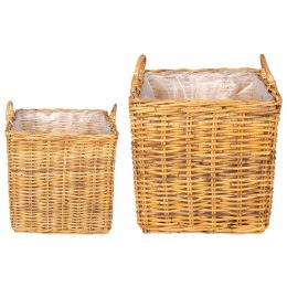 KOSZ NA ROŚLINY GENDT 2 SZT. NATURALNY BRĄZ RATTAN KUBU